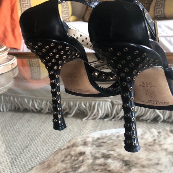 Jimmy Choo Black and Gold Studded Heels - Picture 3 of 8